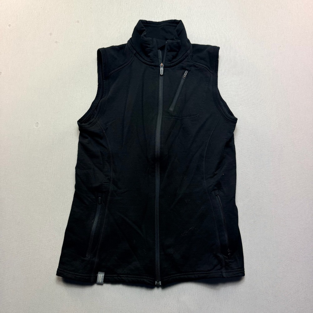 Icebreaker Merino Wool Vest Women Medium Black Good Full Zip Active Layering